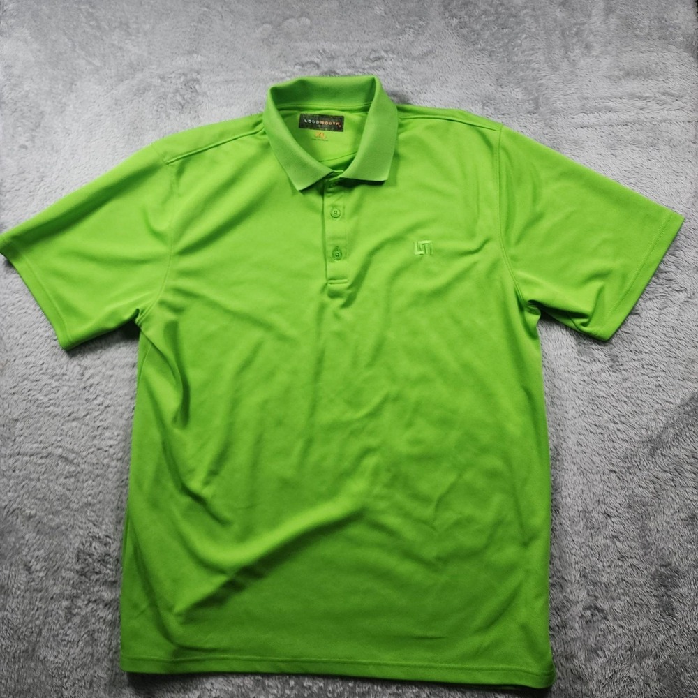 Loudmouth Polo Shirt Mens XL Green Solid Golf Performance Lightweight Polyester - Picture 6 of 12